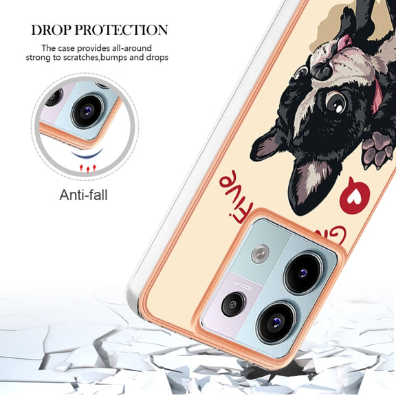 For Xiaomi Redmi Note 13 Pro 5G Global Electroplating Marble Dual-side IMD Phone Case(Lucky Dog)