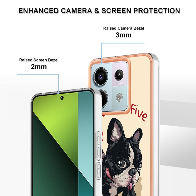 For Xiaomi Redmi Note 13 Pro 5G Global Electroplating Marble Dual-side IMD Phone Case(Lucky Dog)