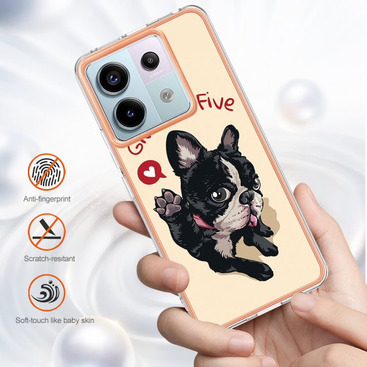For Xiaomi Redmi Note 13 Pro 5G Global Electroplating Marble Dual-side IMD Phone Case(Lucky Dog)