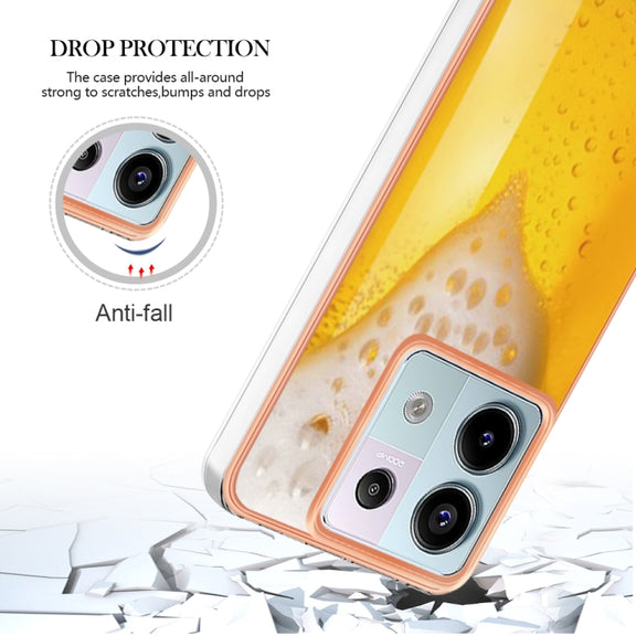 For Xiaomi Redmi Note 13 Pro 5G Global Electroplating Marble Dual-side IMD Phone Case(Draft Beer)
