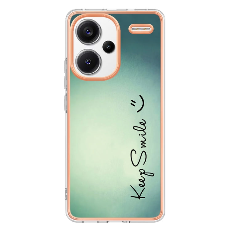 For Xiaomi Redmi Note 13 Pro+ 5G Electroplating Marble Dual-side IMD Phone Case(Smile)