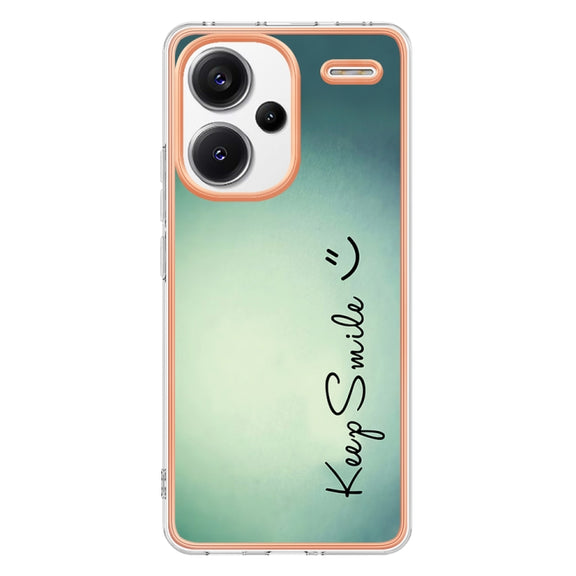 For Xiaomi Redmi Note 13 Pro+ 5G Electroplating Marble Dual-side IMD Phone Case(Smile)