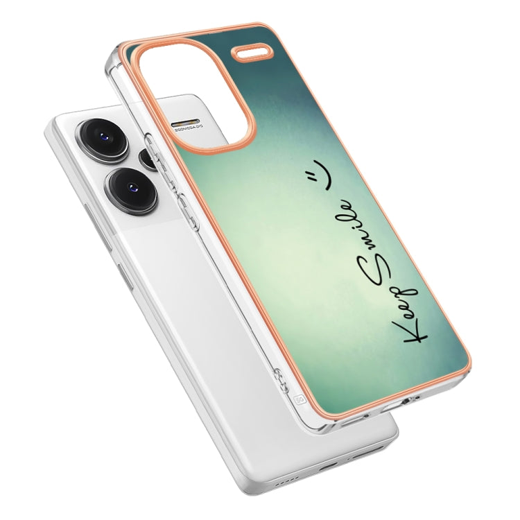 For Xiaomi Redmi Note 13 Pro+ 5G Electroplating Marble Dual-side IMD Phone Case(Smile)