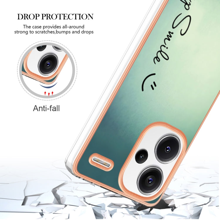 For Xiaomi Redmi Note 13 Pro+ 5G Electroplating Marble Dual-side IMD Phone Case(Smile)