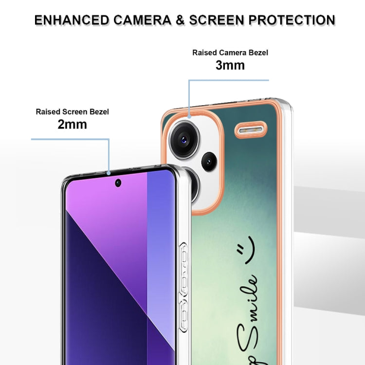 For Xiaomi Redmi Note 13 Pro+ 5G Electroplating Marble Dual-side IMD Phone Case(Smile)