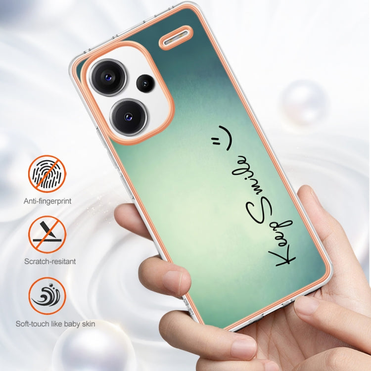 For Xiaomi Redmi Note 13 Pro+ 5G Electroplating Marble Dual-side IMD Phone Case(Smile)