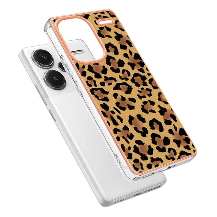 For Xiaomi Redmi Note 13 Pro+ 5G Electroplating Marble Dual-side IMD Phone Case(Leopard Print)