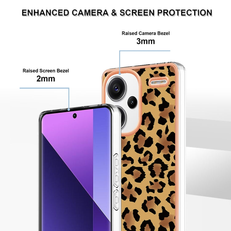 For Xiaomi Redmi Note 13 Pro+ 5G Electroplating Marble Dual-side IMD Phone Case(Leopard Print)