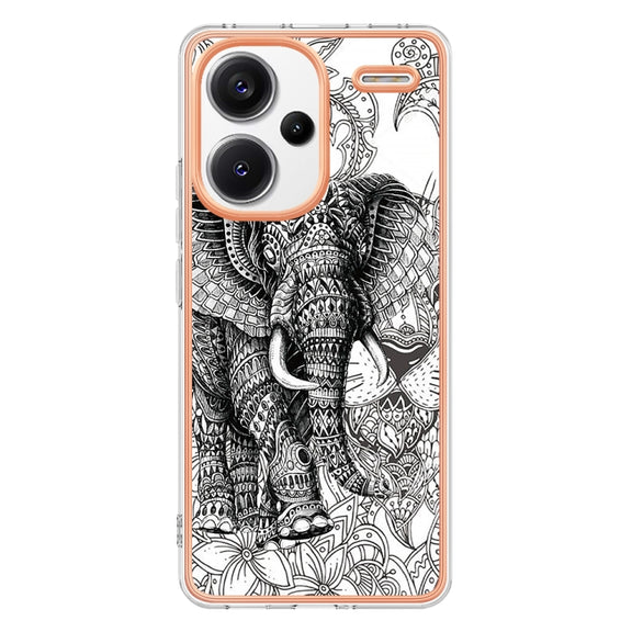 For Xiaomi Redmi Note 13 Pro+ 5G Electroplating Marble Dual-side IMD Phone Case(Totem Elephant)