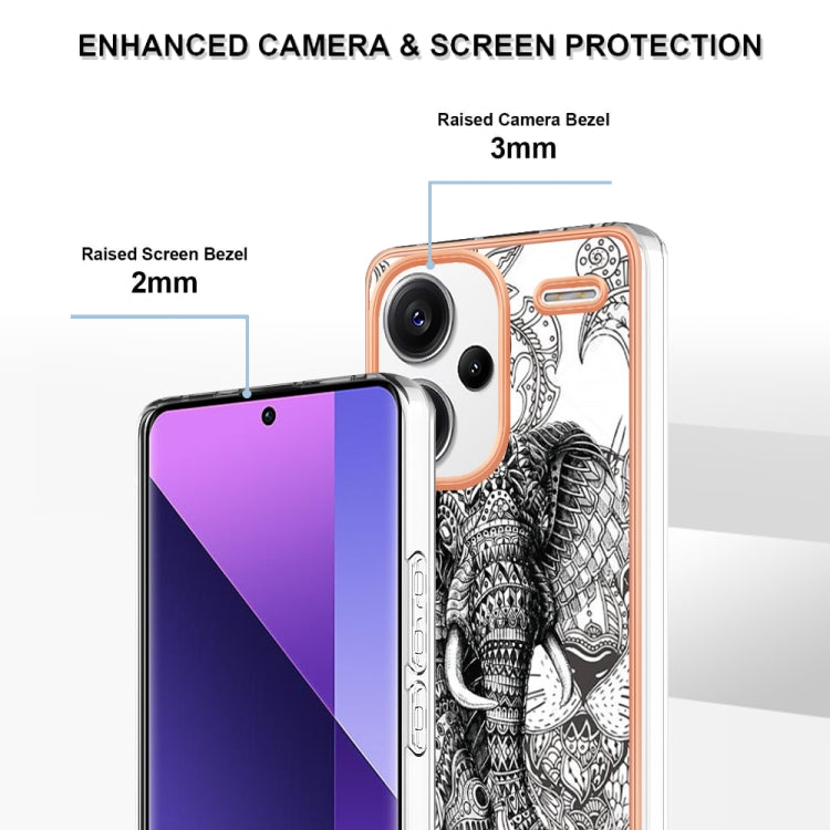 For Xiaomi Redmi Note 13 Pro+ 5G Electroplating Marble Dual-side IMD Phone Case(Totem Elephant)
