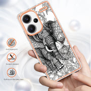 For Xiaomi Redmi Note 13 Pro+ 5G Electroplating Marble Dual-side IMD Phone Case(Totem Elephant)