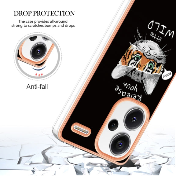 For Xiaomi Redmi Note 13 Pro+ 5G Electroplating Marble Dual-side IMD Phone Case(Natural Growth)