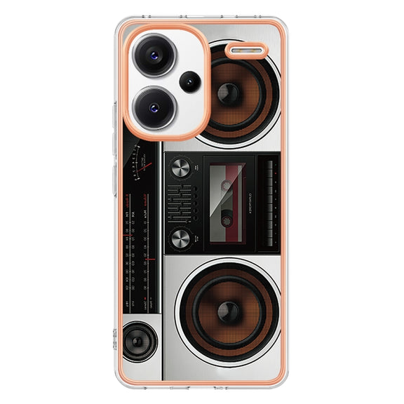 For Xiaomi Redmi Note 13 Pro+ 5G Electroplating Marble Dual-side IMD Phone Case(Retro Radio)