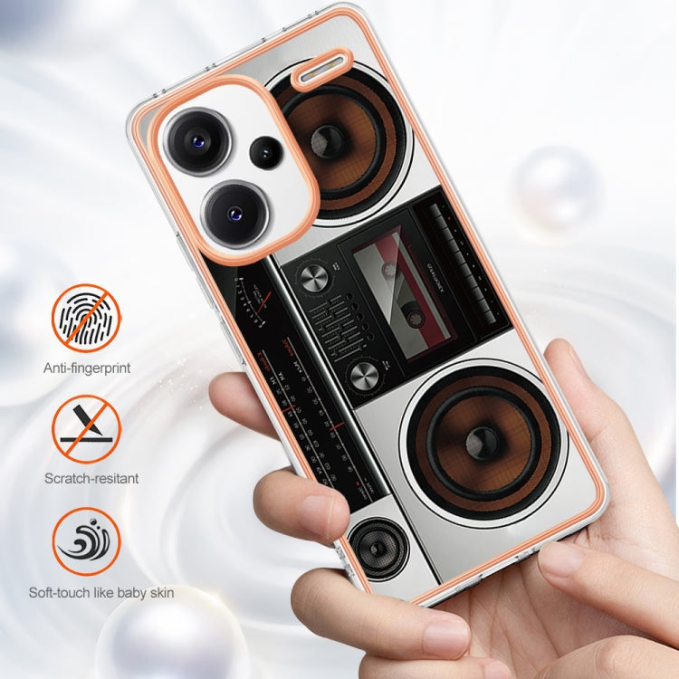 For Xiaomi Redmi Note 13 Pro+ 5G Electroplating Marble Dual-side IMD Phone Case(Retro Radio)