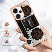 For Xiaomi Redmi Note 13 Pro+ 5G Electroplating Marble Dual-side IMD Phone Case(Retro Radio)