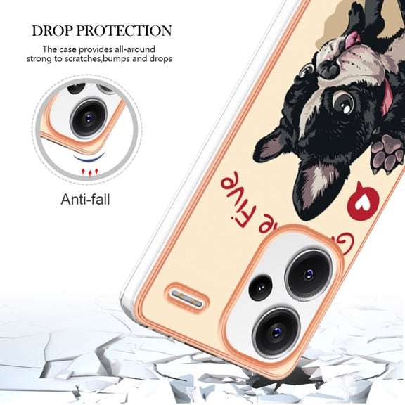 For Xiaomi Redmi Note 13 Pro+ 5G Electroplating Marble Dual-side IMD Phone Case(Lucky Dog)