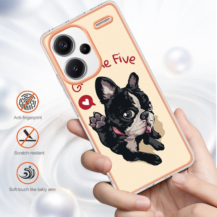 For Xiaomi Redmi Note 13 Pro+ 5G Electroplating Marble Dual-side IMD Phone Case(Lucky Dog)