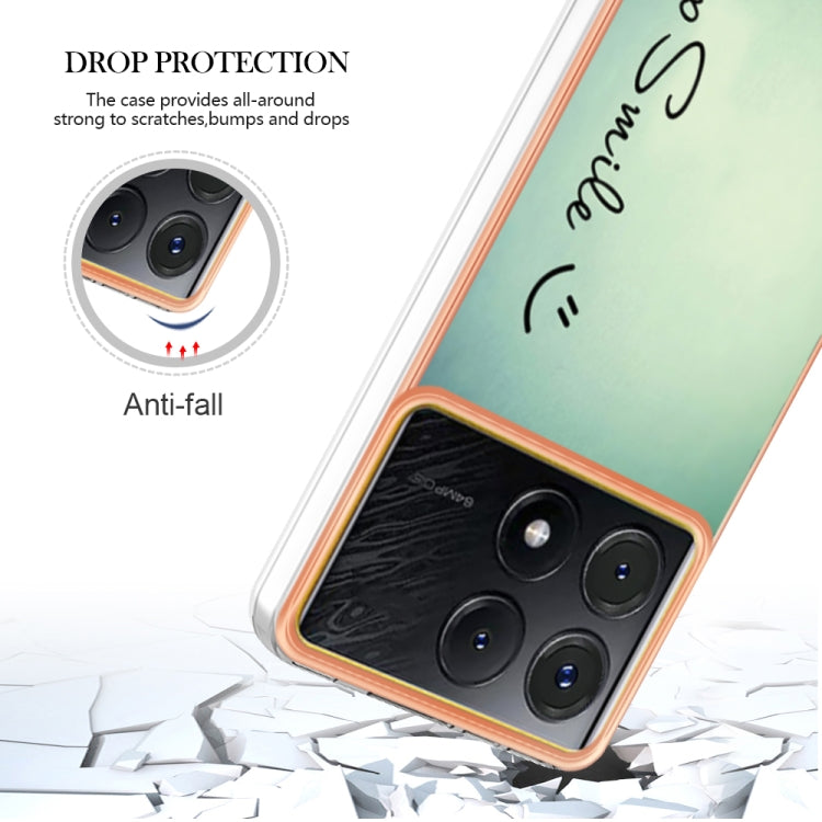 For Xiaomi Poco X6 Pro / Redmi K70E Electroplating Marble Dual-side IMD Phone Case(Smile)