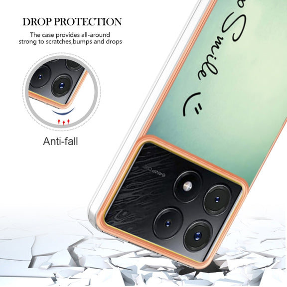 For Xiaomi Poco X6 Pro / Redmi K70E Electroplating Marble Dual-side IMD Phone Case(Smile)