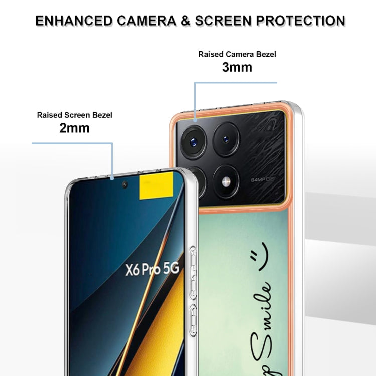 For Xiaomi Poco X6 Pro / Redmi K70E Electroplating Marble Dual-side IMD Phone Case(Smile)