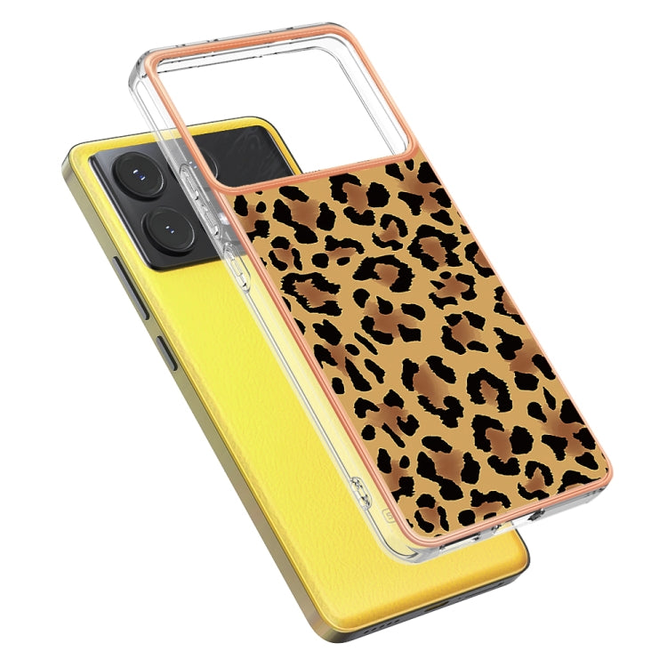 For Xiaomi Poco X6 Pro / Redmi K70E Electroplating Marble Dual-side IMD Phone Case(Leopard Print)