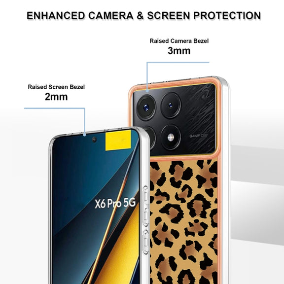 For Xiaomi Poco X6 Pro / Redmi K70E Electroplating Marble Dual-side IMD Phone Case(Leopard Print)
