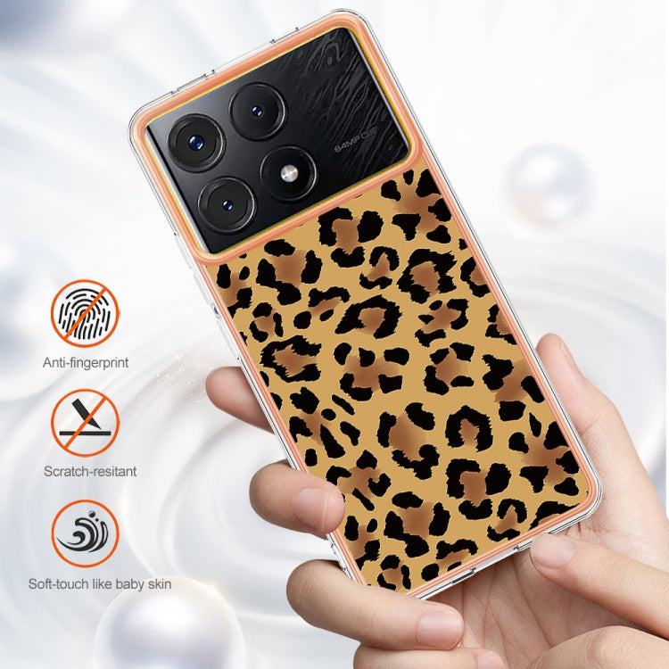 For Xiaomi Poco X6 Pro / Redmi K70E Electroplating Marble Dual-side IMD Phone Case(Leopard Print)