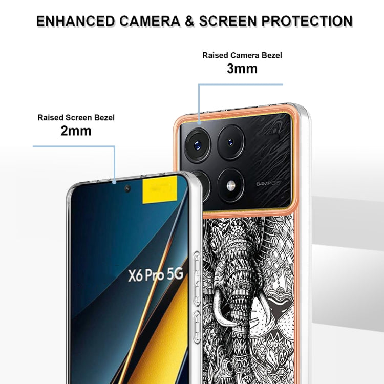 For Xiaomi Poco X6 Pro / Redmi K70E Electroplating Marble Dual-side IMD Phone Case(Totem Elephant)