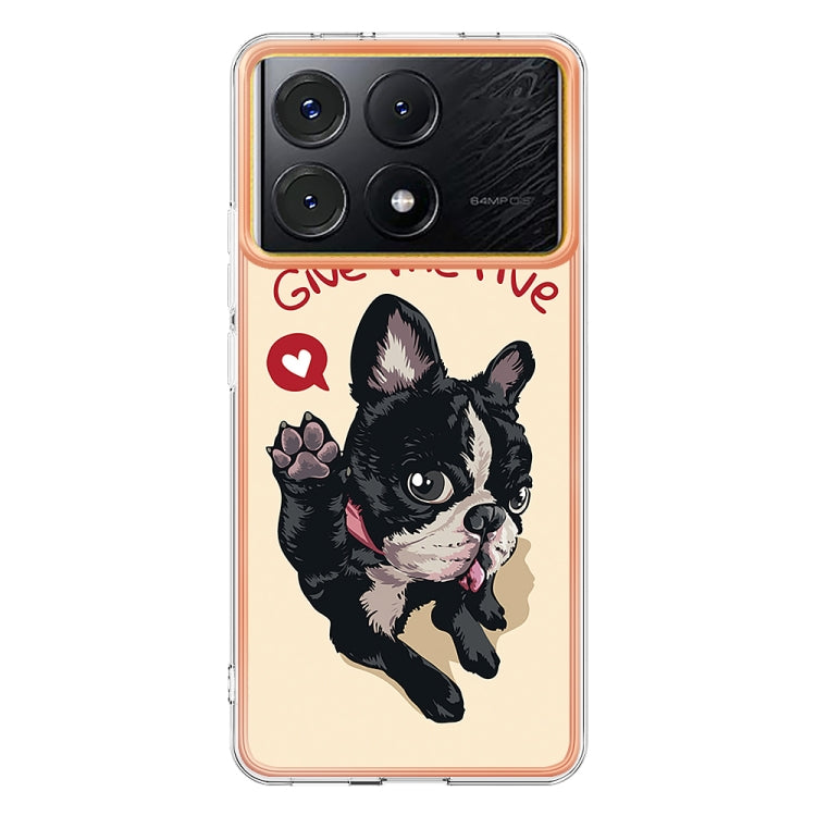 For Xiaomi Poco X6 Pro / Redmi K70E Electroplating Marble Dual-side IMD Phone Case(Lucky Dog)
