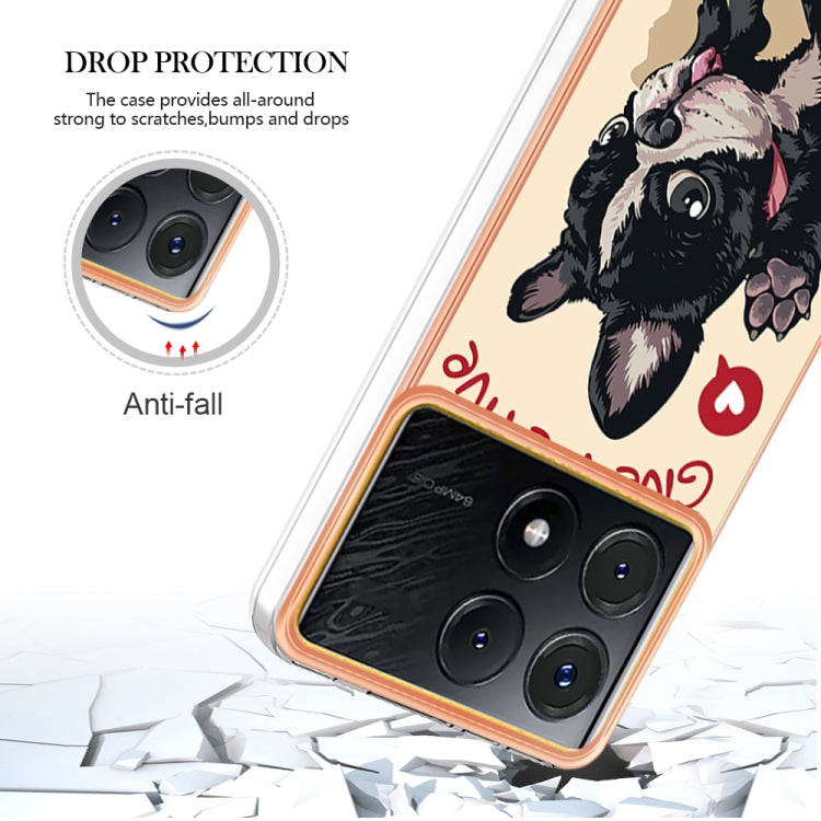 For Xiaomi Poco X6 Pro / Redmi K70E Electroplating Marble Dual-side IMD Phone Case(Lucky Dog)