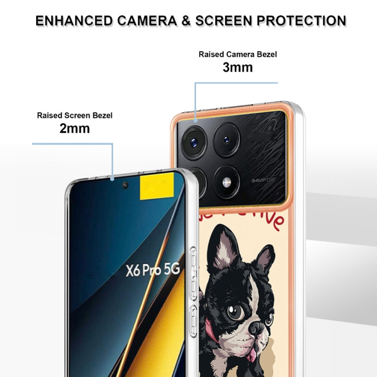 For Xiaomi Poco X6 Pro / Redmi K70E Electroplating Marble Dual-side IMD Phone Case(Lucky Dog)