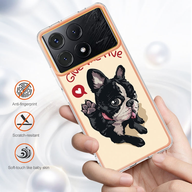 For Xiaomi Poco X6 Pro / Redmi K70E Electroplating Marble Dual-side IMD Phone Case(Lucky Dog)