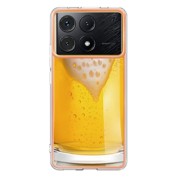For Xiaomi Poco X6 Pro / Redmi K70E Electroplating Marble Dual-side IMD Phone Case(Draft Beer)