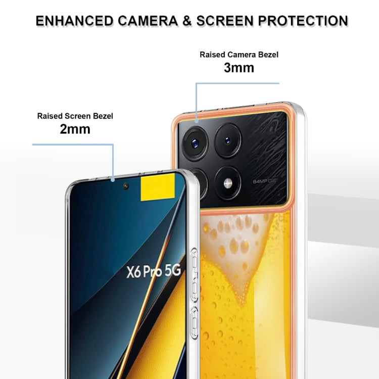For Xiaomi Poco X6 Pro / Redmi K70E Electroplating Marble Dual-side IMD Phone Case(Draft Beer)