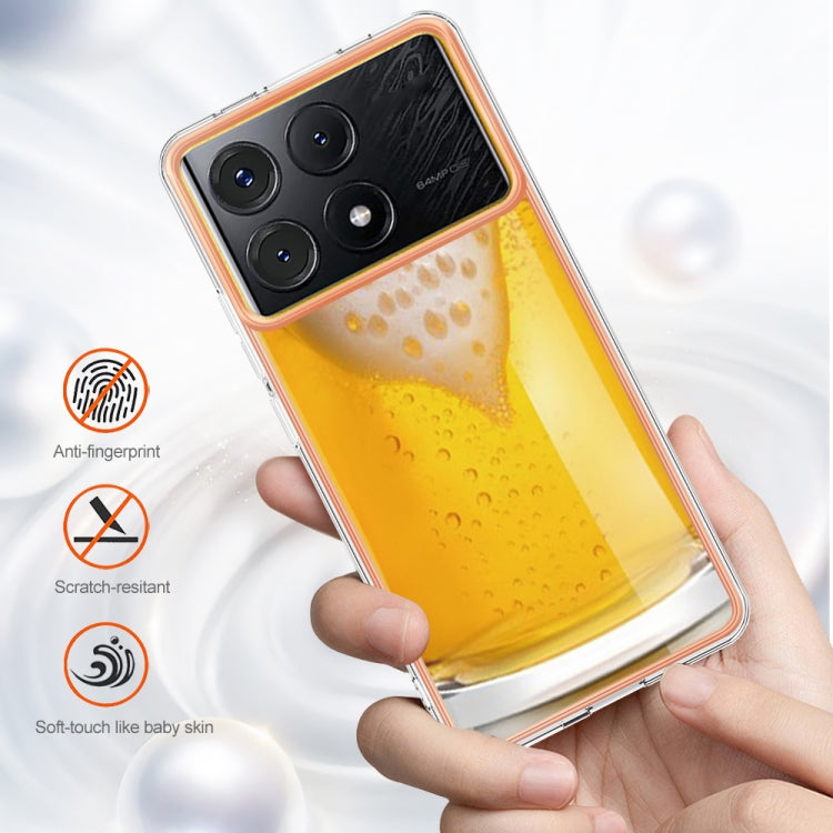 For Xiaomi Poco X6 Pro / Redmi K70E Electroplating Marble Dual-side IMD Phone Case(Draft Beer)