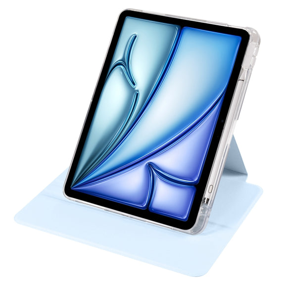For iPad Air 11 2025 / 2024 Clear Acrylic 360 Rotation Detachable Leather Tablet Case(Ice Blue)