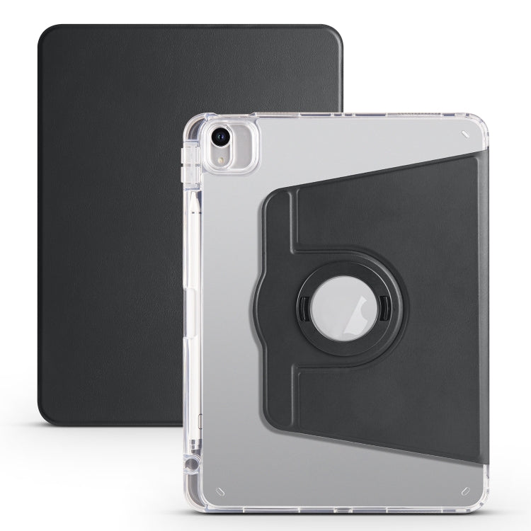 For iPad Air 11 2025 / 2024 Clear Acrylic 360 Rotation Detachable Leather Tablet Case(Black)
