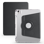 For iPad Air 11 2025 / 2024 Clear Acrylic 360 Rotation Detachable Leather Tablet Case(Black)