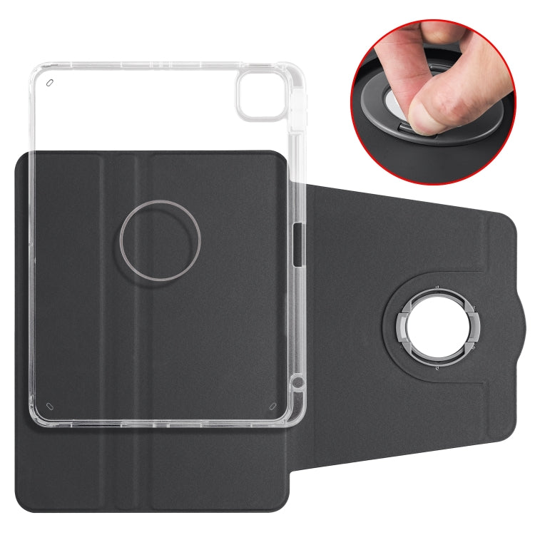 For iPad Air 11 2025 / 2024 Clear Acrylic 360 Rotation Detachable Leather Tablet Case(Black)