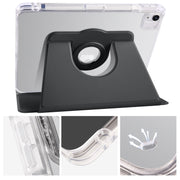 For iPad Air 11 2025 / 2024 Clear Acrylic 360 Rotation Detachable Leather Tablet Case(Black)