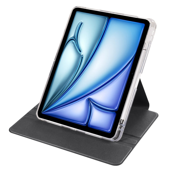 For iPad Air 11 2025 / 2024 Clear Acrylic 360 Rotation Detachable Leather Tablet Case(Black)