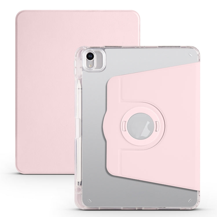 For iPad Air 11 2025 / 2024 Clear Acrylic 360 Rotation Detachable Leather Tablet Case(Pink)