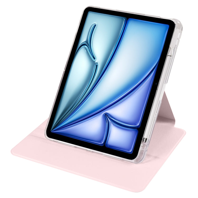 For iPad Air 11 2025 / 2024 Clear Acrylic 360 Rotation Detachable Leather Tablet Case(Pink)