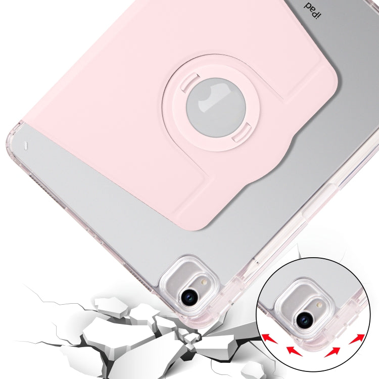 For iPad Air 11 2025 / 2024 Clear Acrylic 360 Rotation Detachable Leather Tablet Case(Pink)