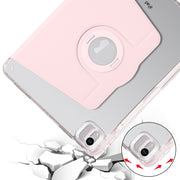 For iPad Air 11 2025 / 2024 Clear Acrylic 360 Rotation Detachable Leather Tablet Case(Pink)
