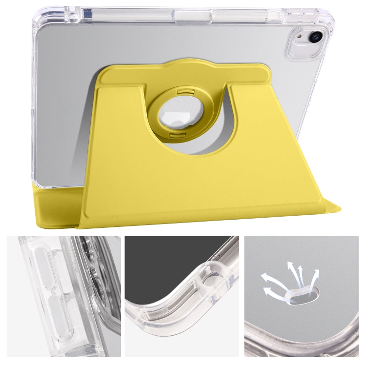 For iPad Air 11 2024 Clear Acrylic 360 Rotation Detachable Leather Tablet Case(Yellow)
