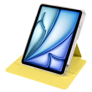 For iPad Air 11 2024 Clear Acrylic 360 Rotation Detachable Leather Tablet Case(Yellow)