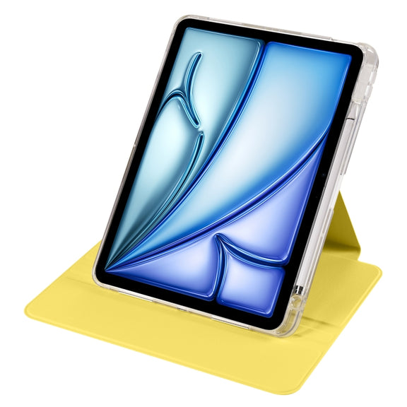 For iPad Air 11 2024 Clear Acrylic 360 Rotation Detachable Leather Tablet Case(Yellow)