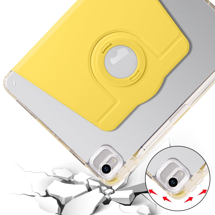 For iPad Air 11 2024 Clear Acrylic 360 Rotation Detachable Leather Tablet Case(Yellow)