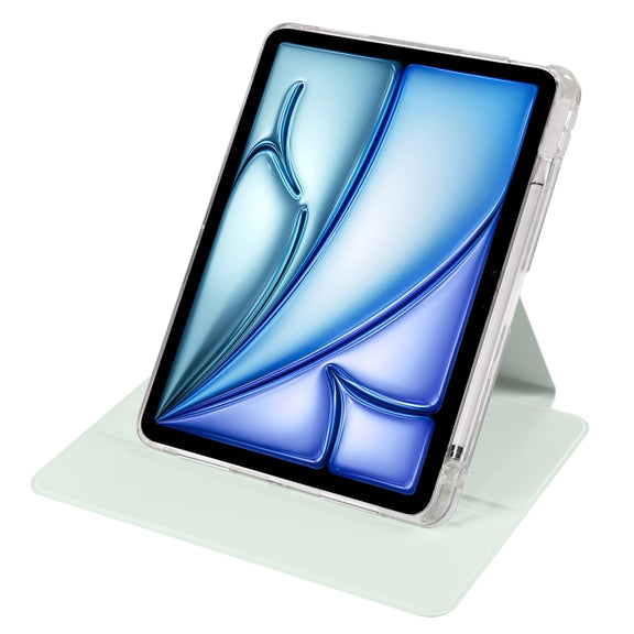 For iPad Air 11 2024 Clear Acrylic 360 Rotation Detachable Leather Tablet Case(Light Green)